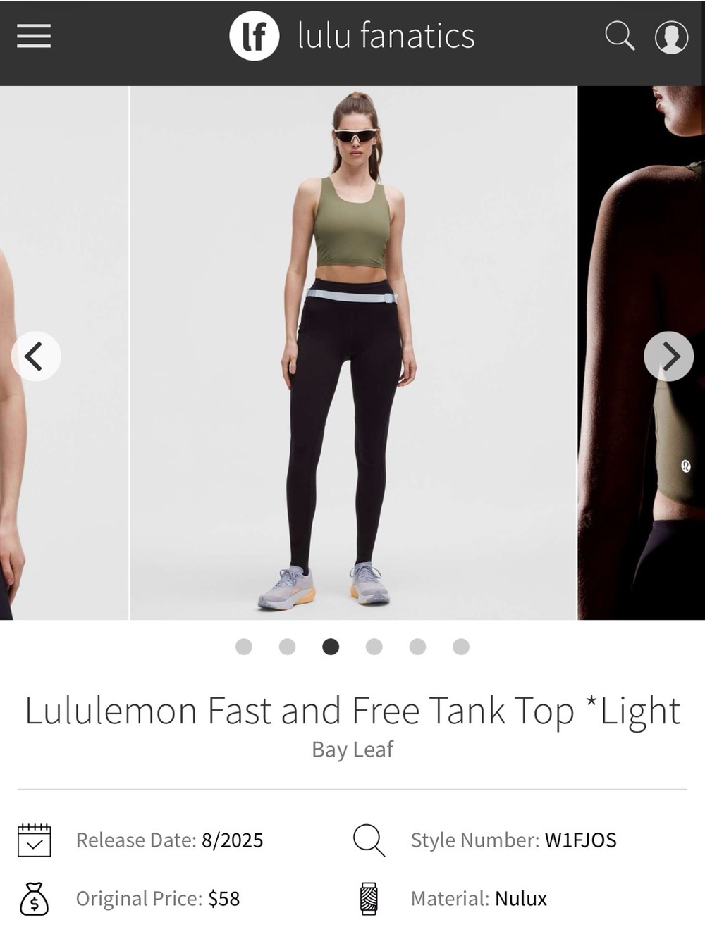 lululemon athletica Fast and Free Tank Top - Bay Leaf Green Medium